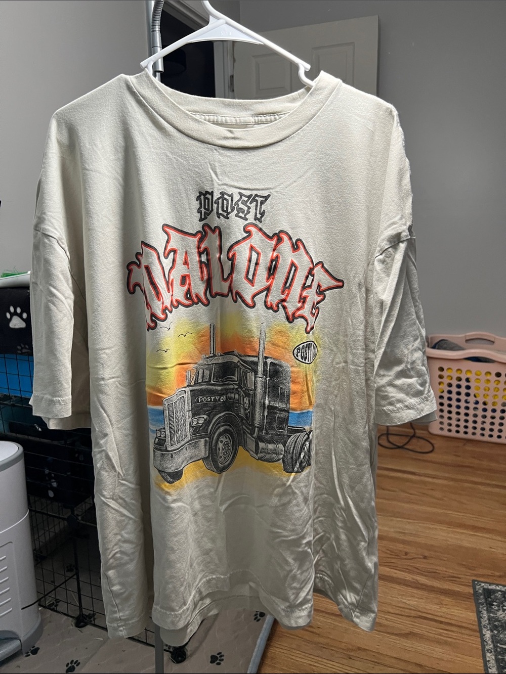 NWOT post Malone Graphic Tee in Cream with Truck Print